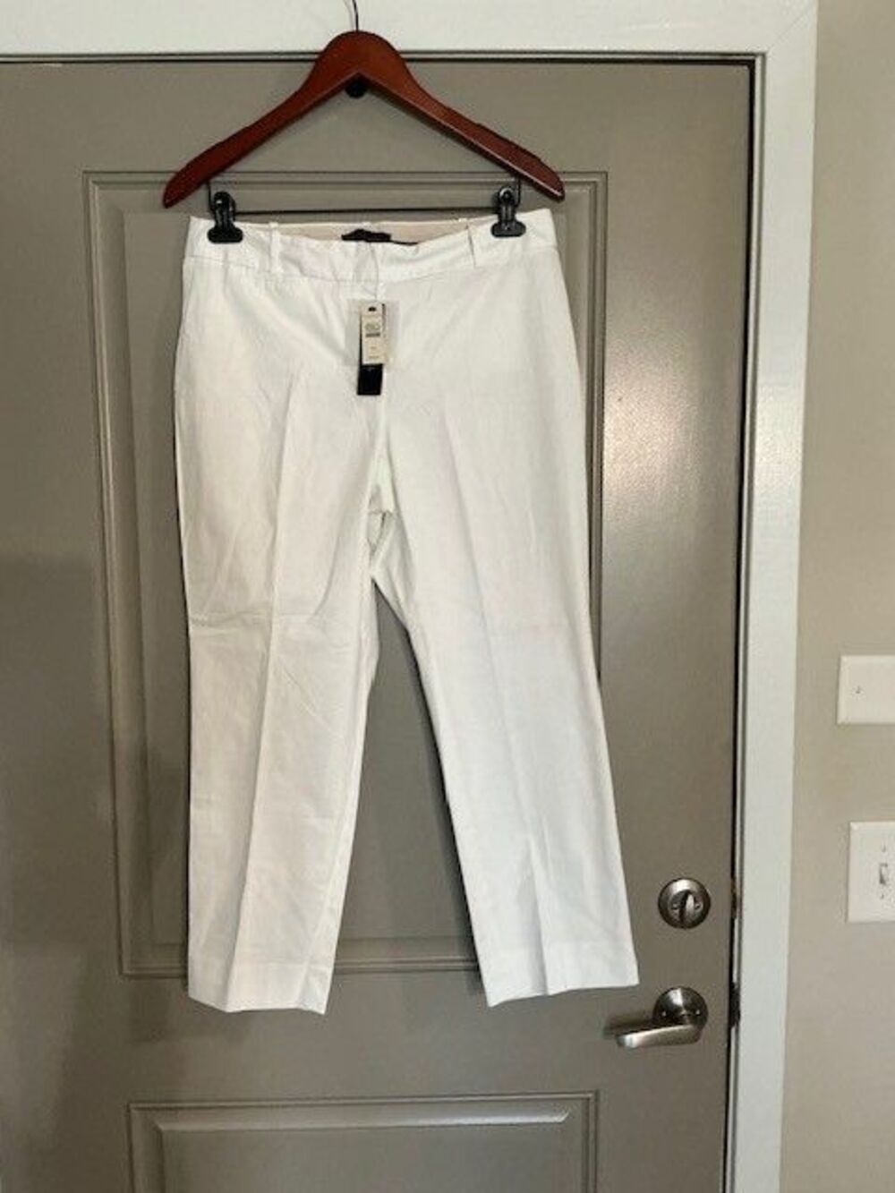 Talbots White Lightweight Double 98% Cotton Straight Ankle Pants Curvy Sz 8 *** - Picture 3 of 5